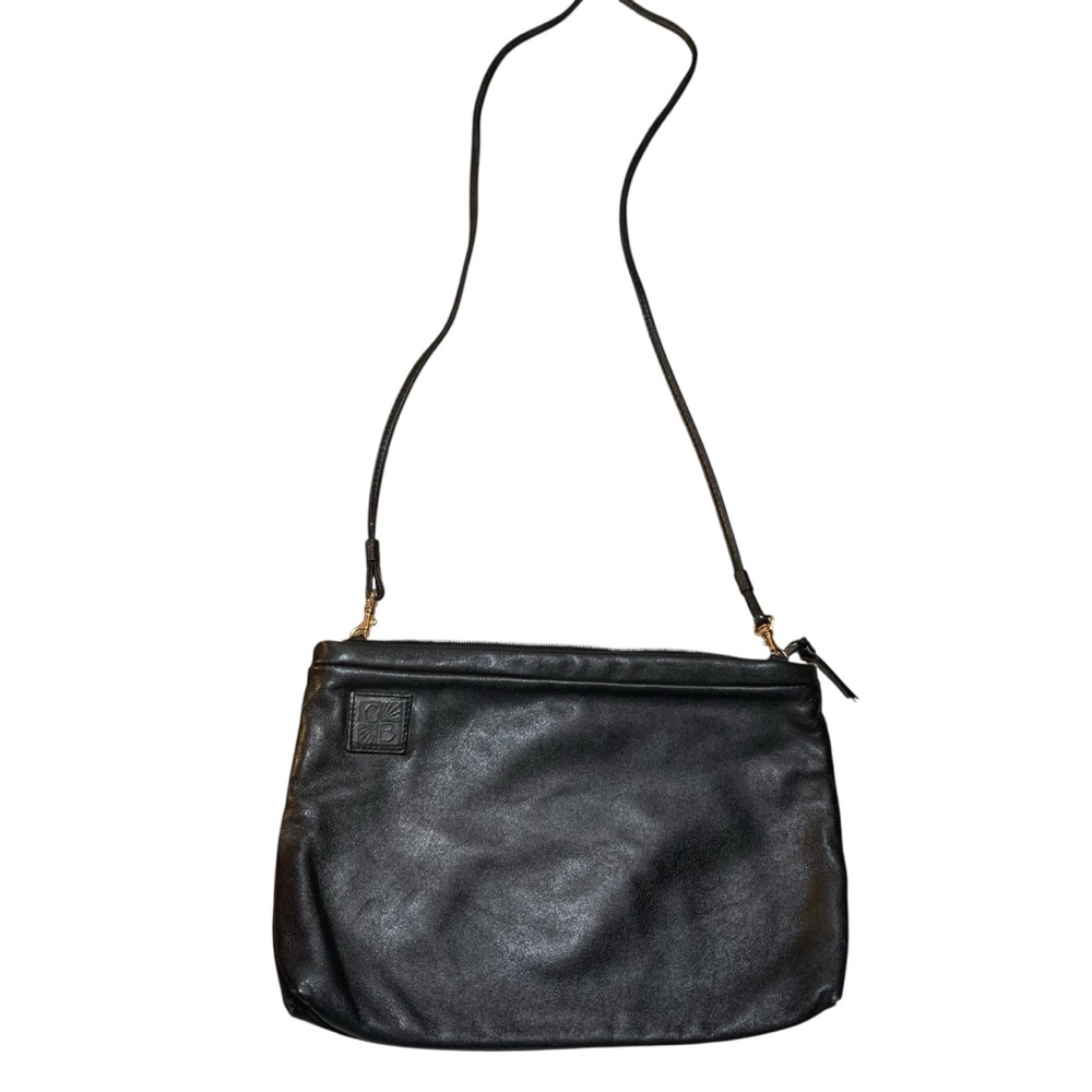 Y2K - Black Leather Shoulder Bag - Slim Strap - Minimalist - by Giani Bernini